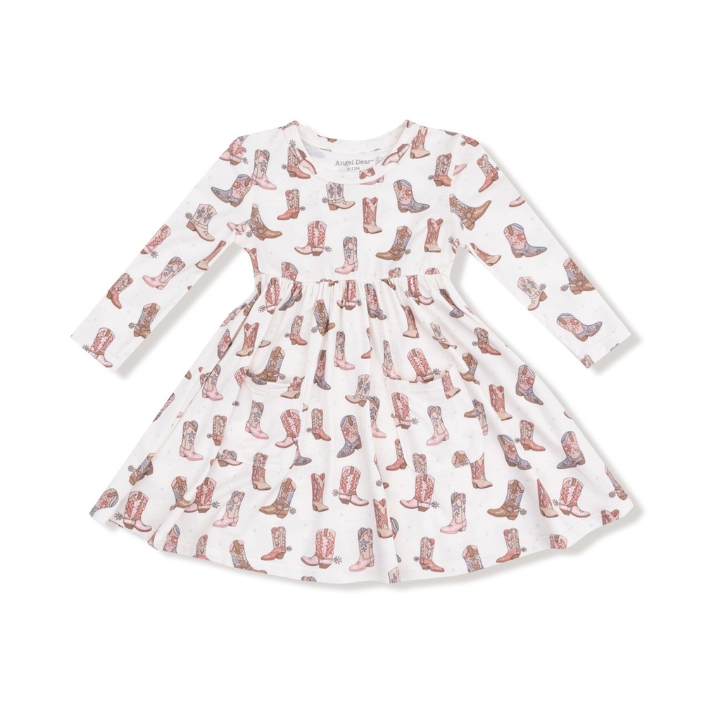 NWT Angel Dear Cowboy Boot Print Dress 12-18 months